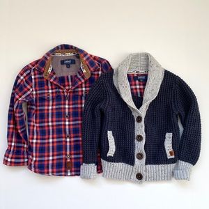 Ted Baker Mini 3T Button Up Shirt & Cardigan Set